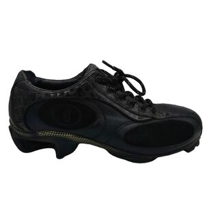 Like New Asgi Embossed Black Leather Suede Lace Up Shoes Size 7M